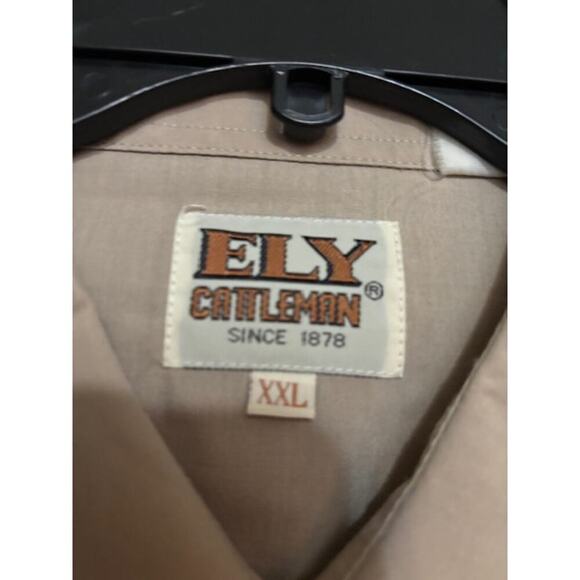 Ely Cattleman Snap Button Down Shirt Mens XXL Retro Cowboy Western Tan - Picture 6 of 9